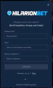 Hilarionbet hesap açma